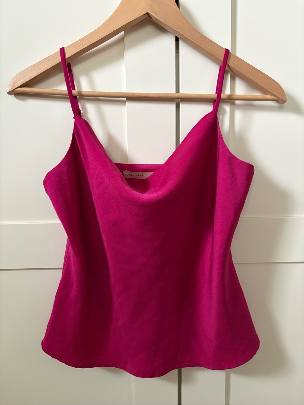 Black Tape_ Hot Pink Cowl Neck Spaghetti Strap Camisole